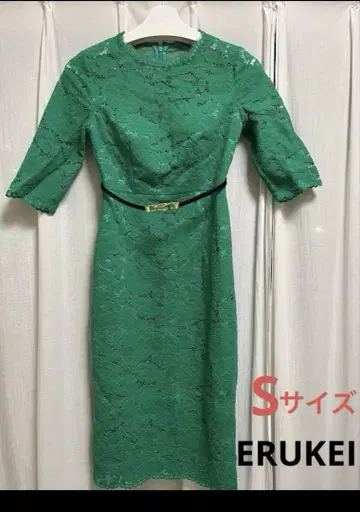 ERUKEI 그린 레이스 드레스 S 사이즈