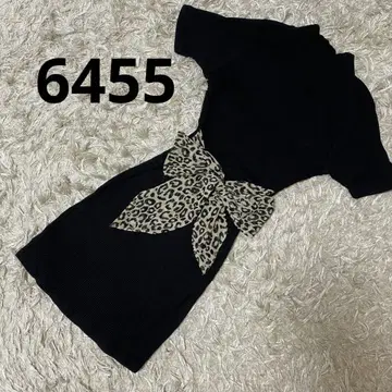 6455 GYDA 백리본 골지 미니 원피스 레오파드