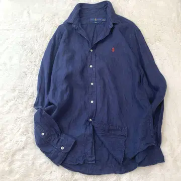 RALPH LAUREN 랄프 로렌 린넨 셔츠 버튼 다운 네이비