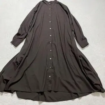 [새상품급] 미즈이로 인드 밴드 카라 플레어 셔츠 원피스 롱 기장