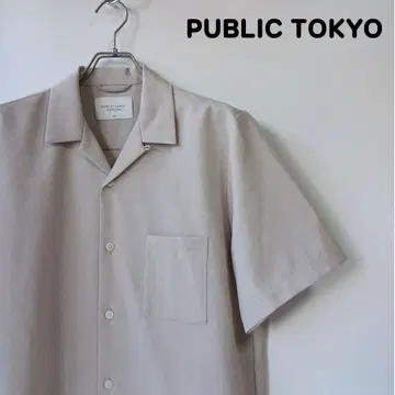 PUBLIC TOKYO 오픈 카라 반팔 셔츠 린넨테이스트