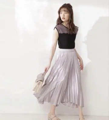 프로포션 바디 드레싱 배색 레이스 골지 리브 티셔츠