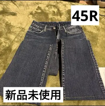 데미지 가공 다크 블루 데님 45R