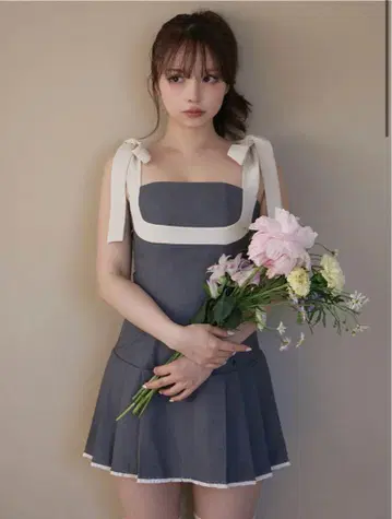 andmary Chuchu pleats ribbon dress