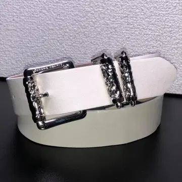 벨트 화이트 흰색 전체 길이 100cm 폭 3.4cm 조각 장식 Pu