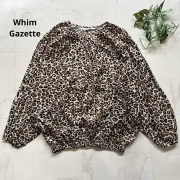 새상품급 Whim Gazette 레오파드 풀오버 블라우스 돌먼 슬리브