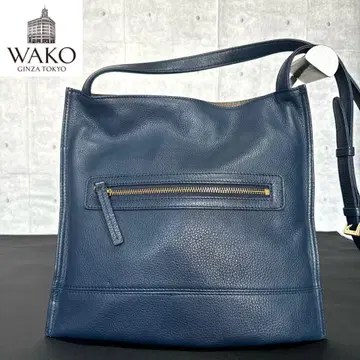 [새상품급] WAKO 긴자와코 시보 가죽 네이비 사선 숄더백