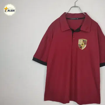 [새상품급] PORSCHE 포르쉐 피케 셔츠 빈티지 레드 반팔
