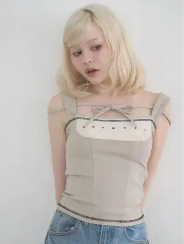 andmary Luca 스티치 탑 베이지
