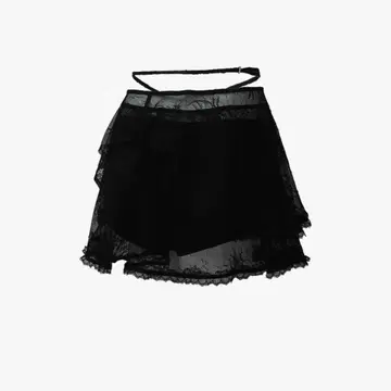 S 랩 플라워 스커트 미니 블랙