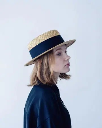 POANCA 이동 모자점 AURA 밀짚모자 캉캉 모자 블랙 리본