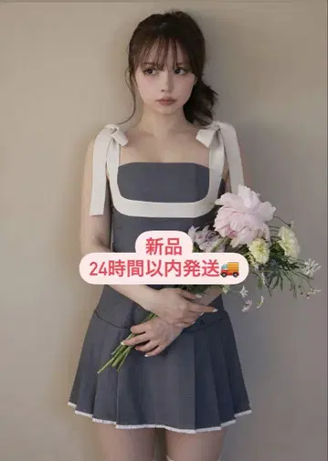 andmary Chuchu pleats ribbon dress