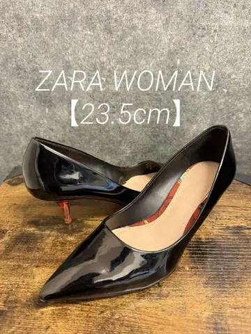 ZARA WOMAN 펌프스 에나멜 스틸레토 클리어 힐 블랙