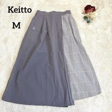 [ 케이토 ] Keitto 플레어 스커트 아시메 체크 무늬 그레이 M
