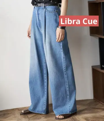Libra Cue 와이드 턱 데님 팬츠