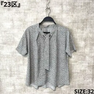 [ 23구 ] 보타이 꽃무늬 블라우스 반팔 블라우스 SIZE32