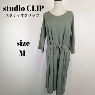 [ a1718 ] studio CLIP 린넨 마 롱 원피스 M 카키