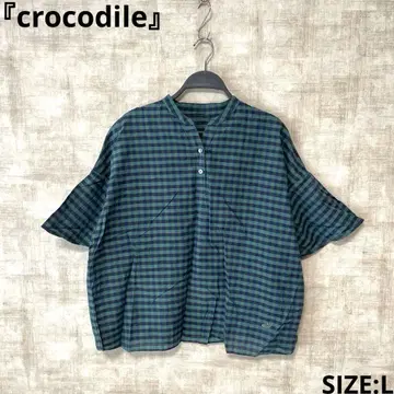 [crocodile] 체크 무늬 소매 플레어 블라우스 SIZEL
