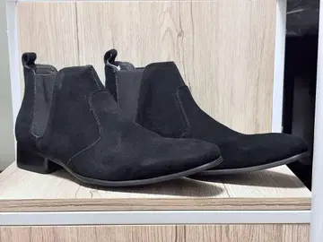 블랙 스웨이드 사이드 고어 부츠 첼시 부츠