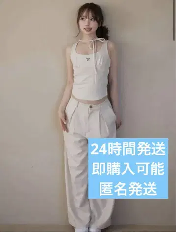 Donna ribbon pants set up ivory Andmary