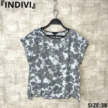일본제 [INDIVI] 올 패턴 반팔 블라우스 SIZE 38