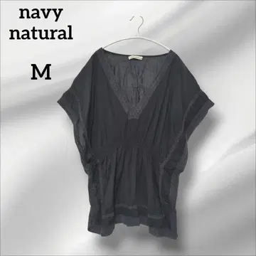 navy natural 블라우스 V넥 돌먼 슬리브 셔츠 M