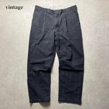 vintage 블랙 데님 슬랙스 흑먹색 원턱 청바지 구제 의류