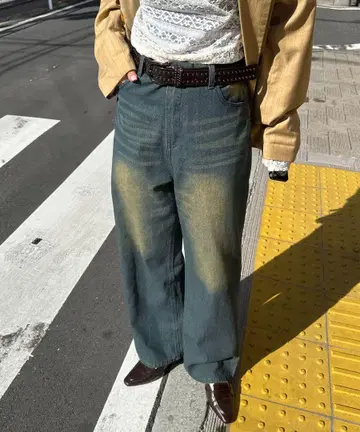 CIAOPANIC 오버 다이 블라스트 와이드 데님 청바지 배기 데님