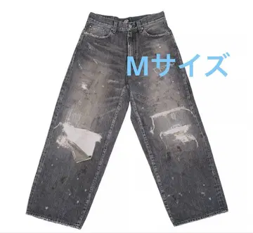 TSY RIPPED WIDE STRAIGHT DENIM BLACK
