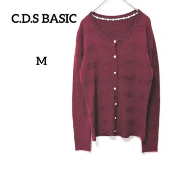 CDSBASIC 버건디 긴팔 버튼 가디건 M