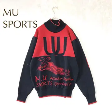 MU 스포츠 절개 디자인 총 패턴 니트 골프풍 개성 레트로 브랜드 로고