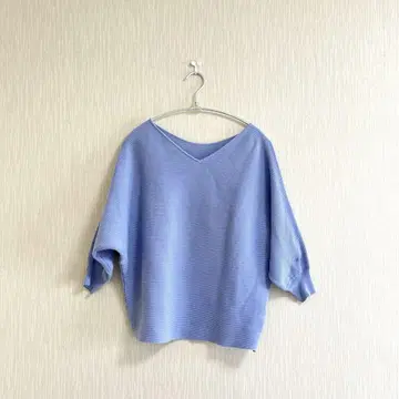 새상품급 미셸 크라운 여성용 스웨터 7부 소매 무지 리브 돌먼