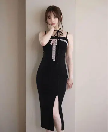 andmary Della ribbon dress black