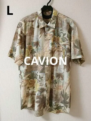 CAVION 트로피컬 꽃무늬 반팔 셔츠 L 사이즈 알로하풍 구제 의류