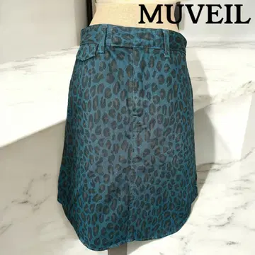 MUVEIL 뮤베일 레오파드 무늬 스커트 그린 계열
