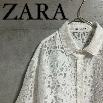 [새상품급] ZARA 자라 꽃무늬 페이즐리 무늬 레이스 셔츠 화이트