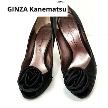 GINZA Kanematsu 긴자 카네마츠 블랙 새틴 펌프스 23cm