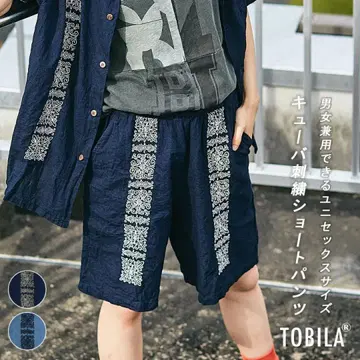 TOBILA 토비라 자수 인디고 이지 숏팬츠