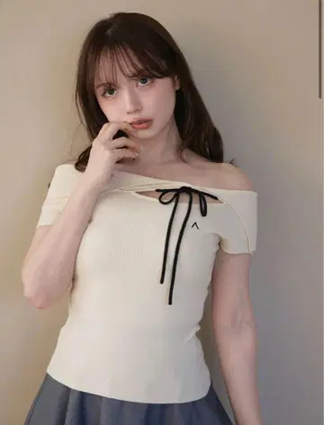 andmary Amari ribbon tops ivory 앤드마리