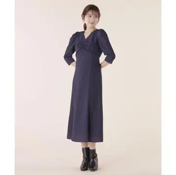 JILLSTUART 타이니 리본 V넥 원피스 네이비 M