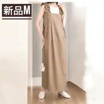 [인기] 오버롤 스커트 롱 원피스 / M 베이지 올인원