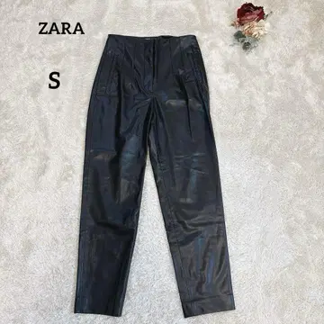 [자라] ZARA 페이크 레더 턱 팬츠 롱 팬츠 블랙 S
