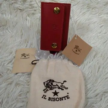 택 포함 IL BISONTE 키케이스 가죽 6연 홍차
