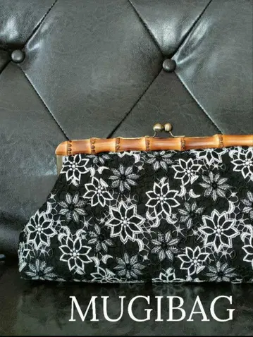 MUGIBAG*케미컬 레이스*블랙*클러치*뱀부 백*가마구치 백