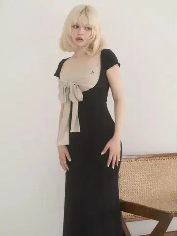 andmary Lady like long dress black