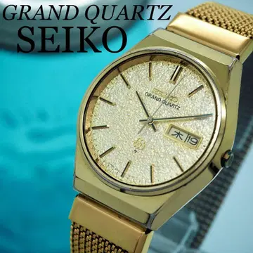 724 SEIKO 그랜드 쿼츠 시계 골드 남성용 크러쉬 다이얼