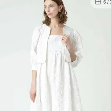 새상품급 LOULOU WILLOUGHBY 블루종 자카드 화이트