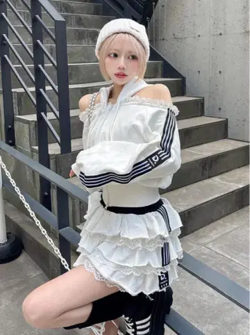 darich 백리본 골지 미니 원피스 화이트
