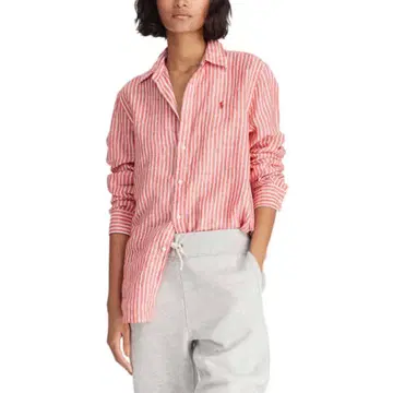 새상품급 POLO RALPH LAUREN 린넨 스트라이프 셔츠 현행 택