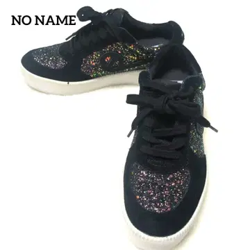 노네임 NO NAME 글리터 장식 블랙 스니커즈 통굽 라메